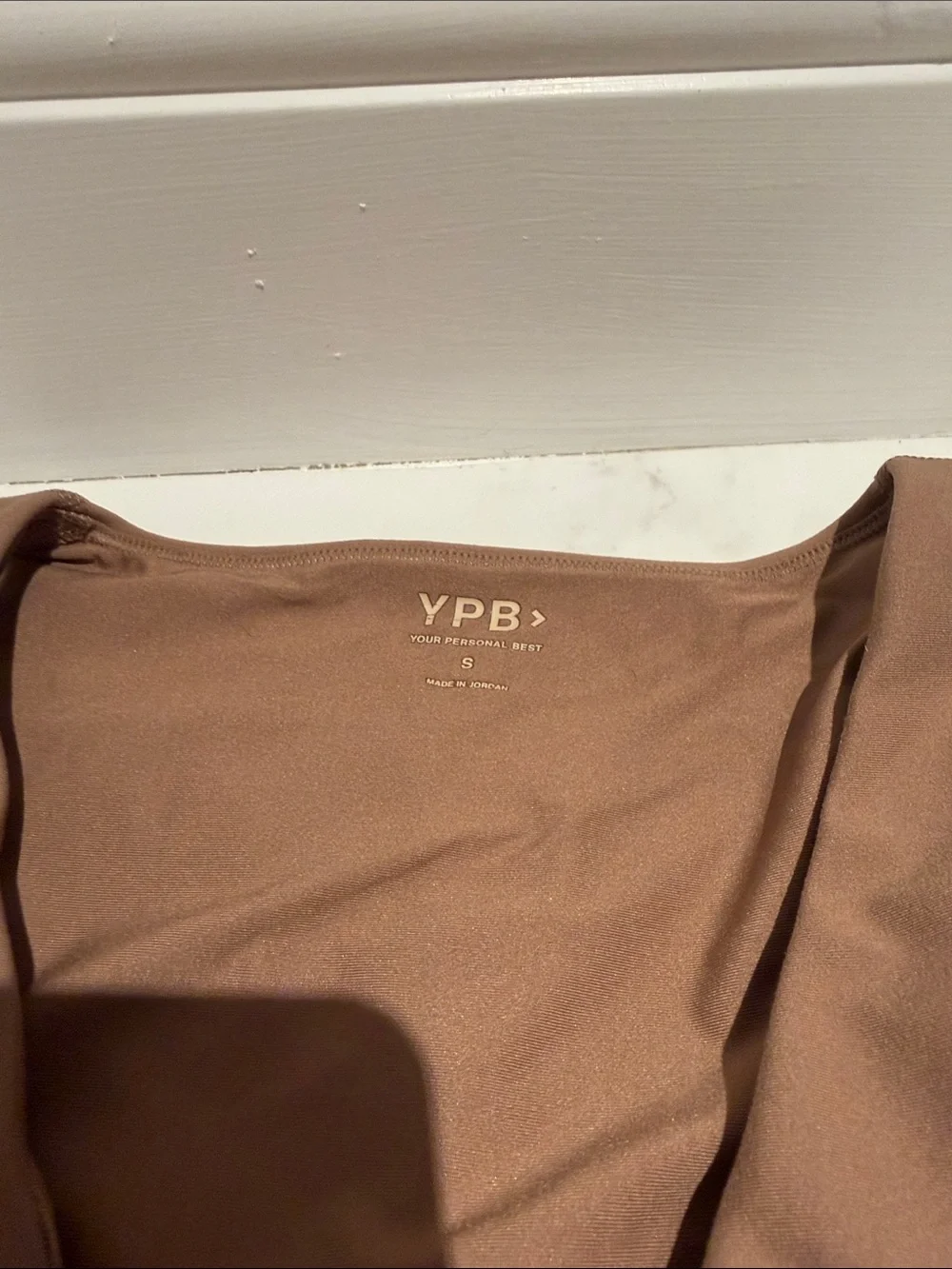 High-Waist Two-Tone Brown & Cream Leggings with Matching Crop Top
